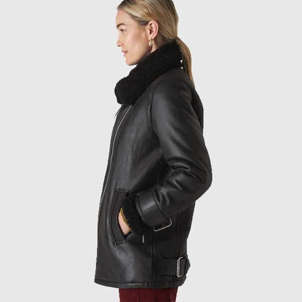 Shop Best Women Shearling Brianna Biker Jacket For Sale