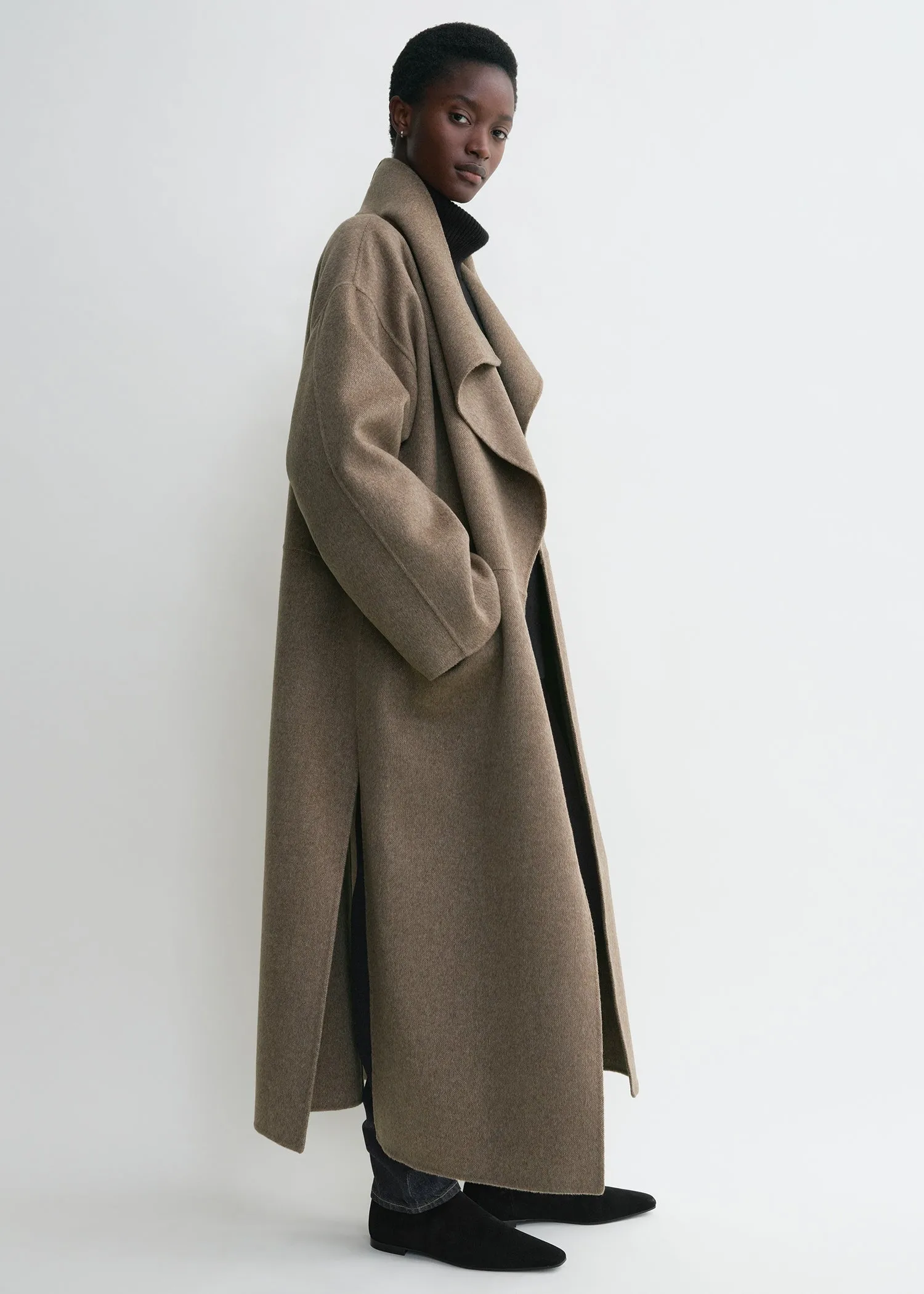 Signature wool cashmere coat oak melange