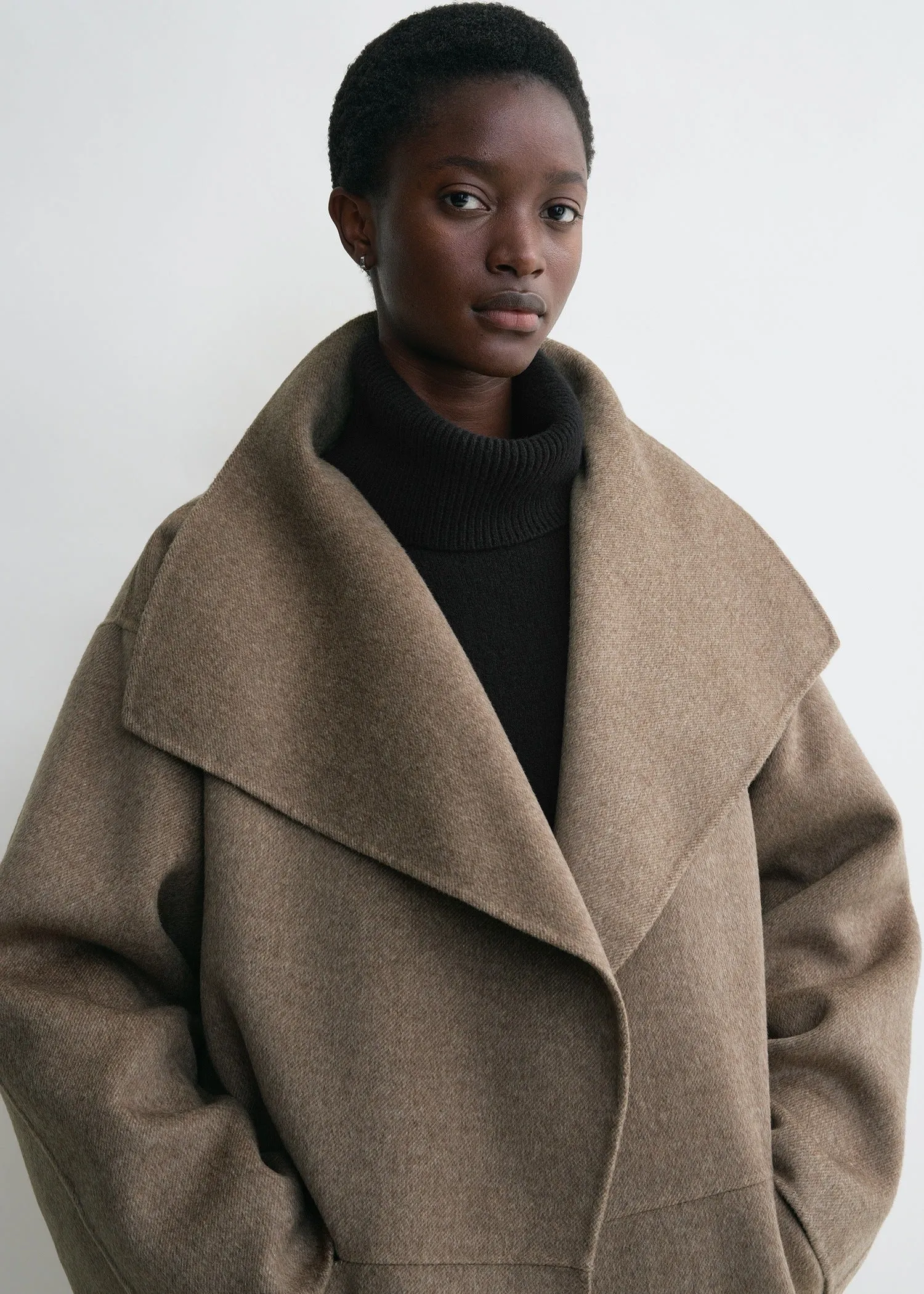 Signature wool cashmere coat oak melange