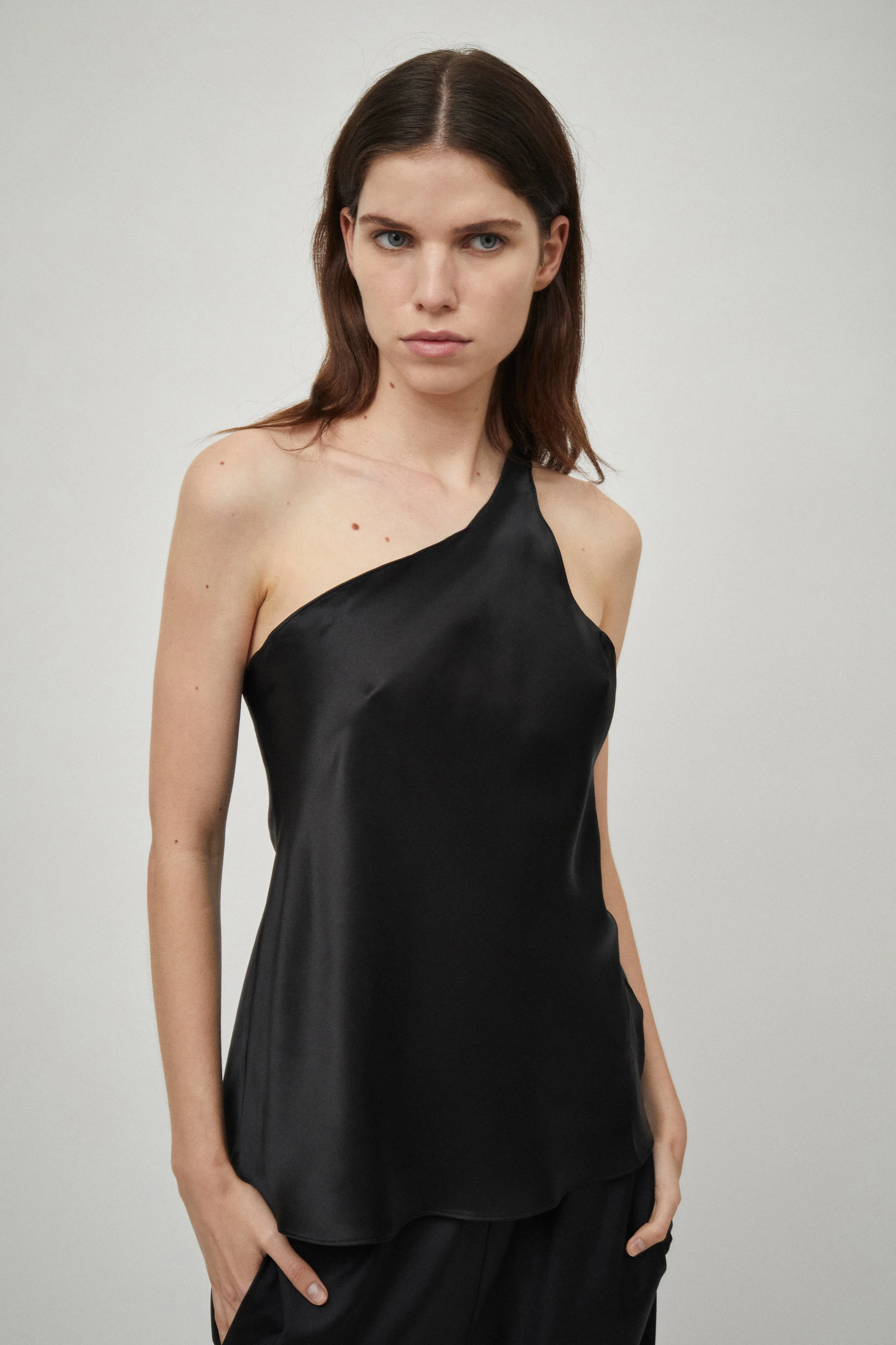 Silk Satin One Shoulder Tank