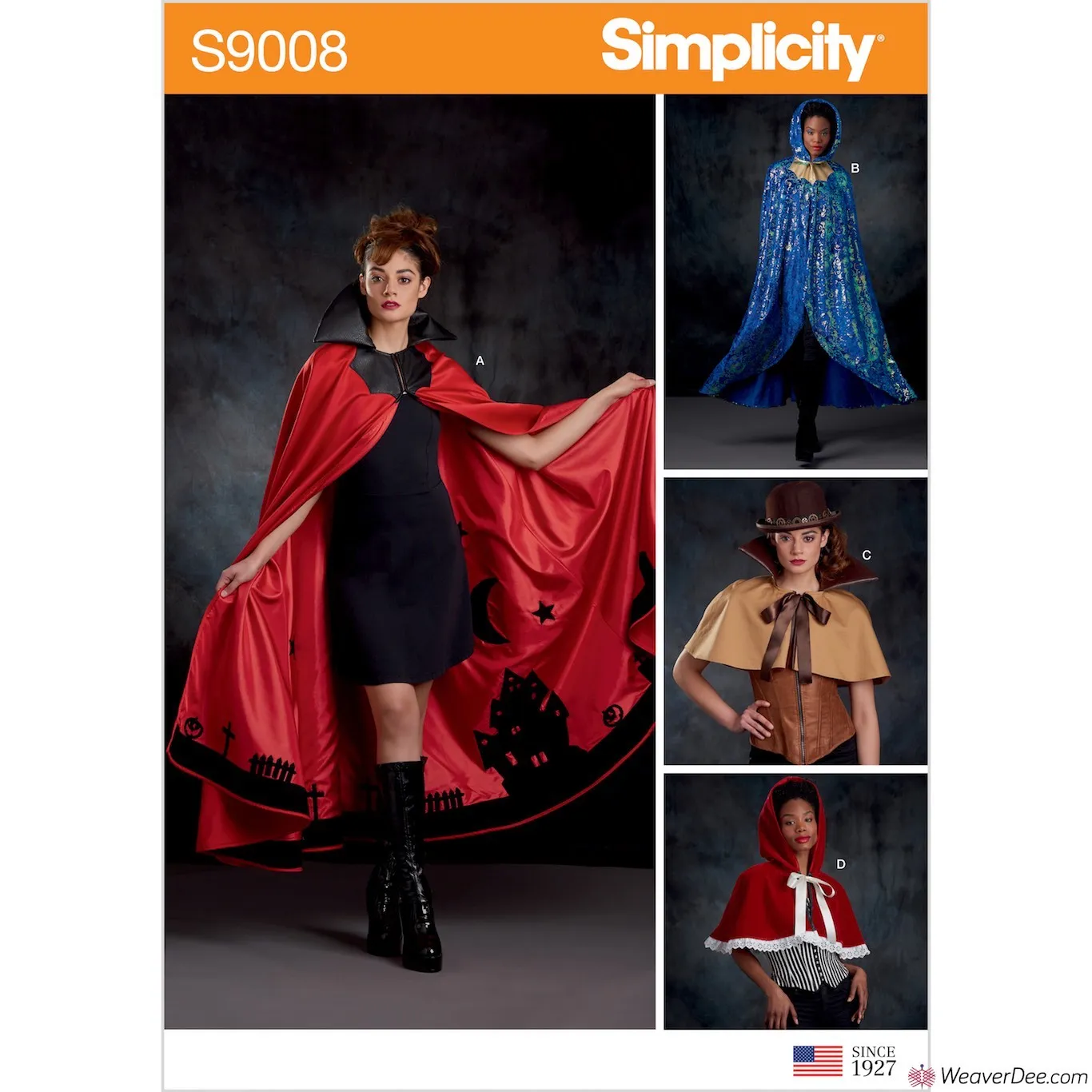 Simplicity Pattern S9008 Misses' Cape with Tie Costumes