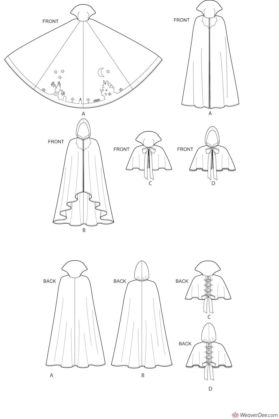 Simplicity Pattern S9008 Misses' Cape with Tie Costumes