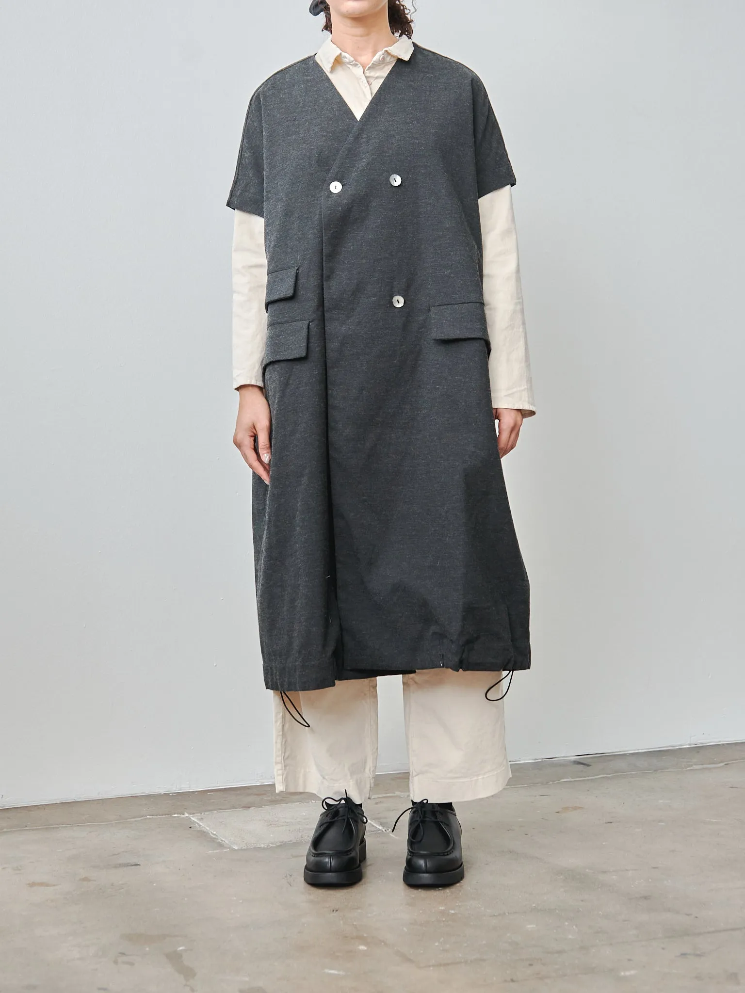 Sleeveless Dress Coat STW - Slate