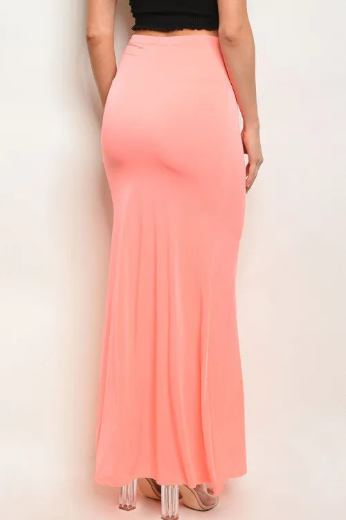 Strappy Neon Coral Pink Maxi Skirt