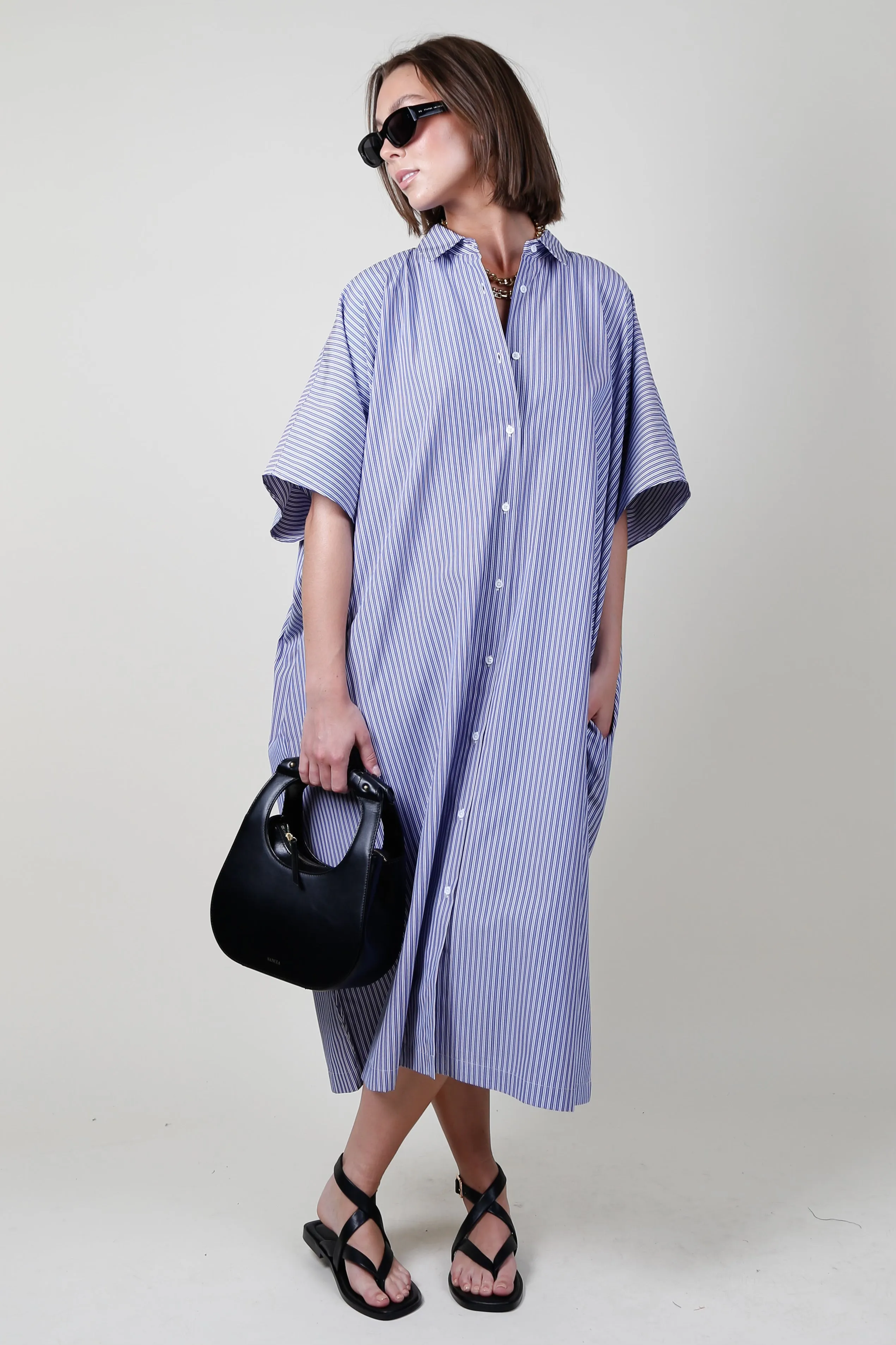 SUNDAYS | Fiora Caftan - Sea Blue Stripe