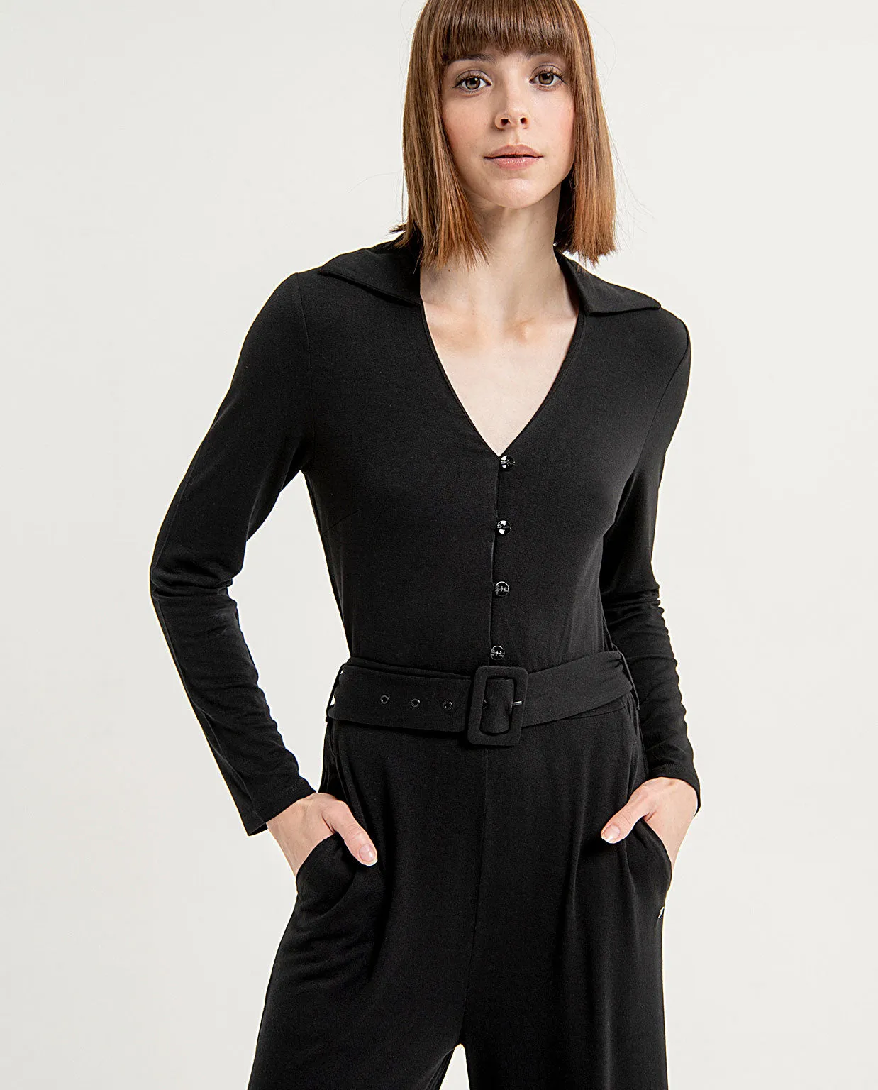 Surkana v-neck jumpsuit with buttons