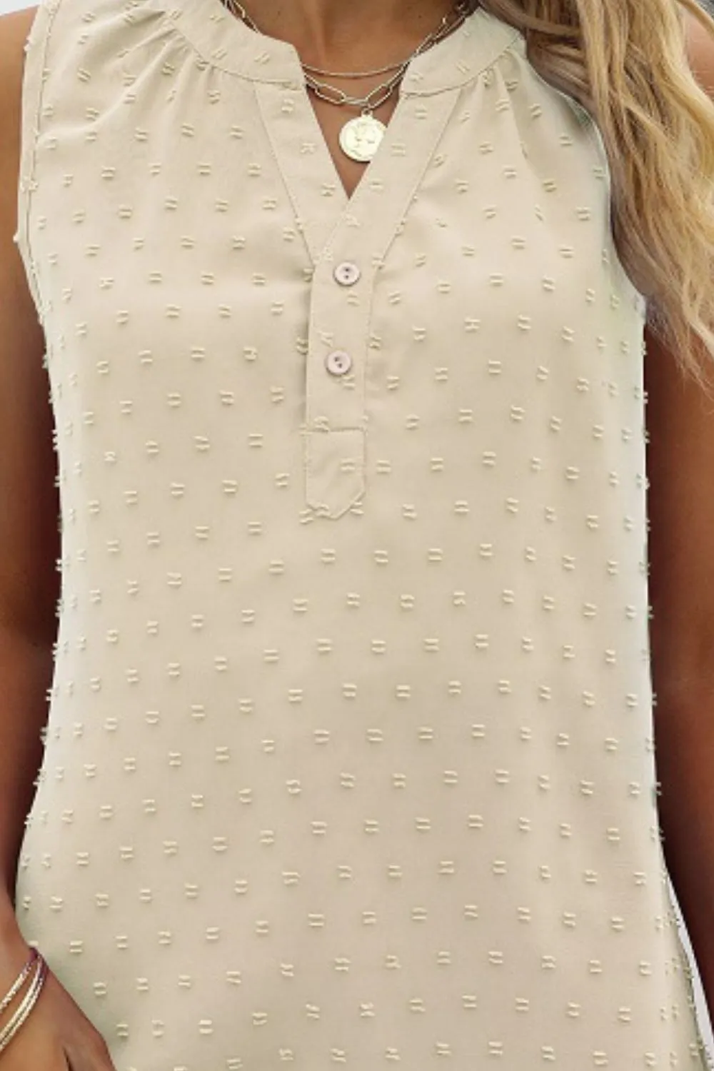 Swiss Dot Notched Neck Tank