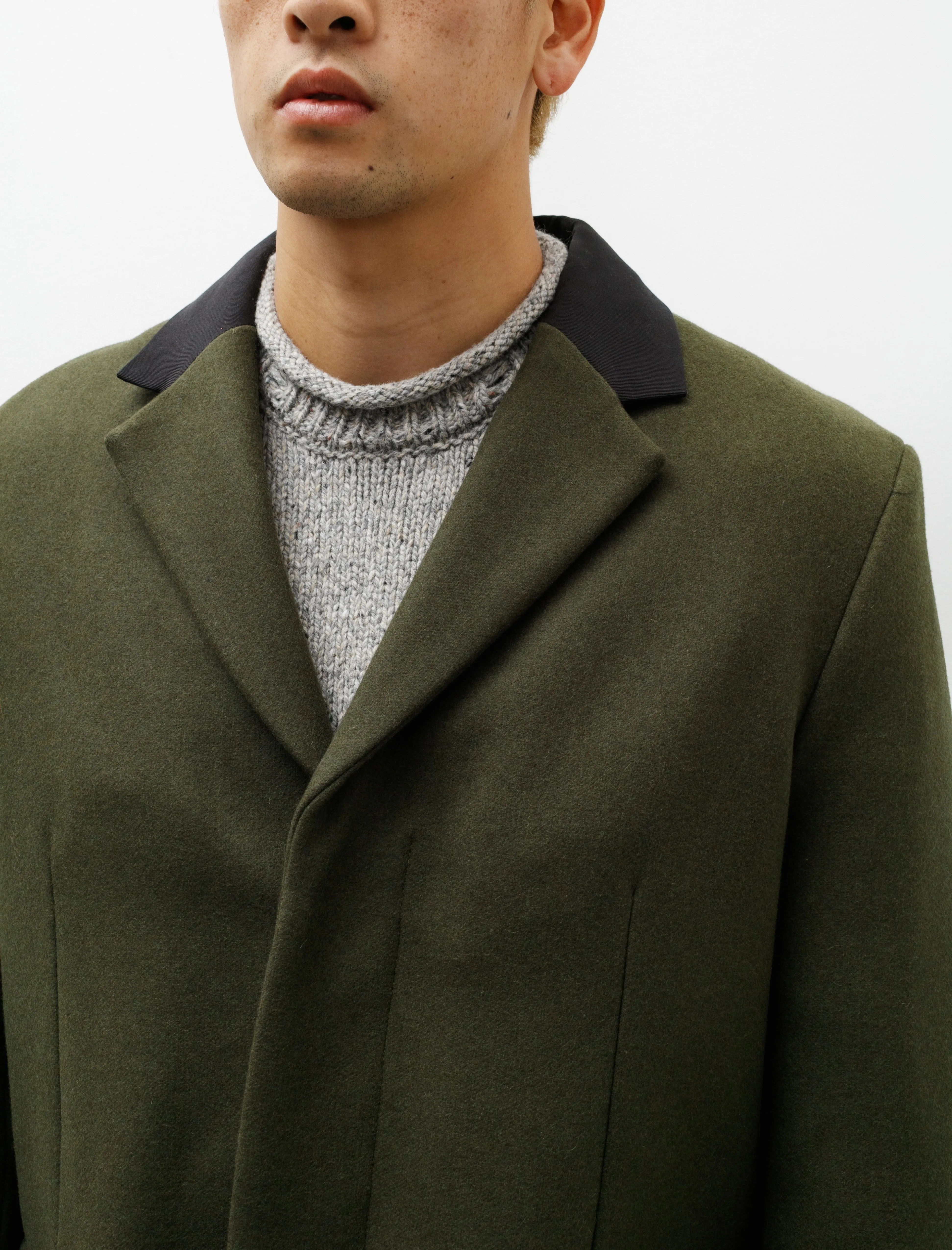 Tailored Coat Wool Blend Green Melange