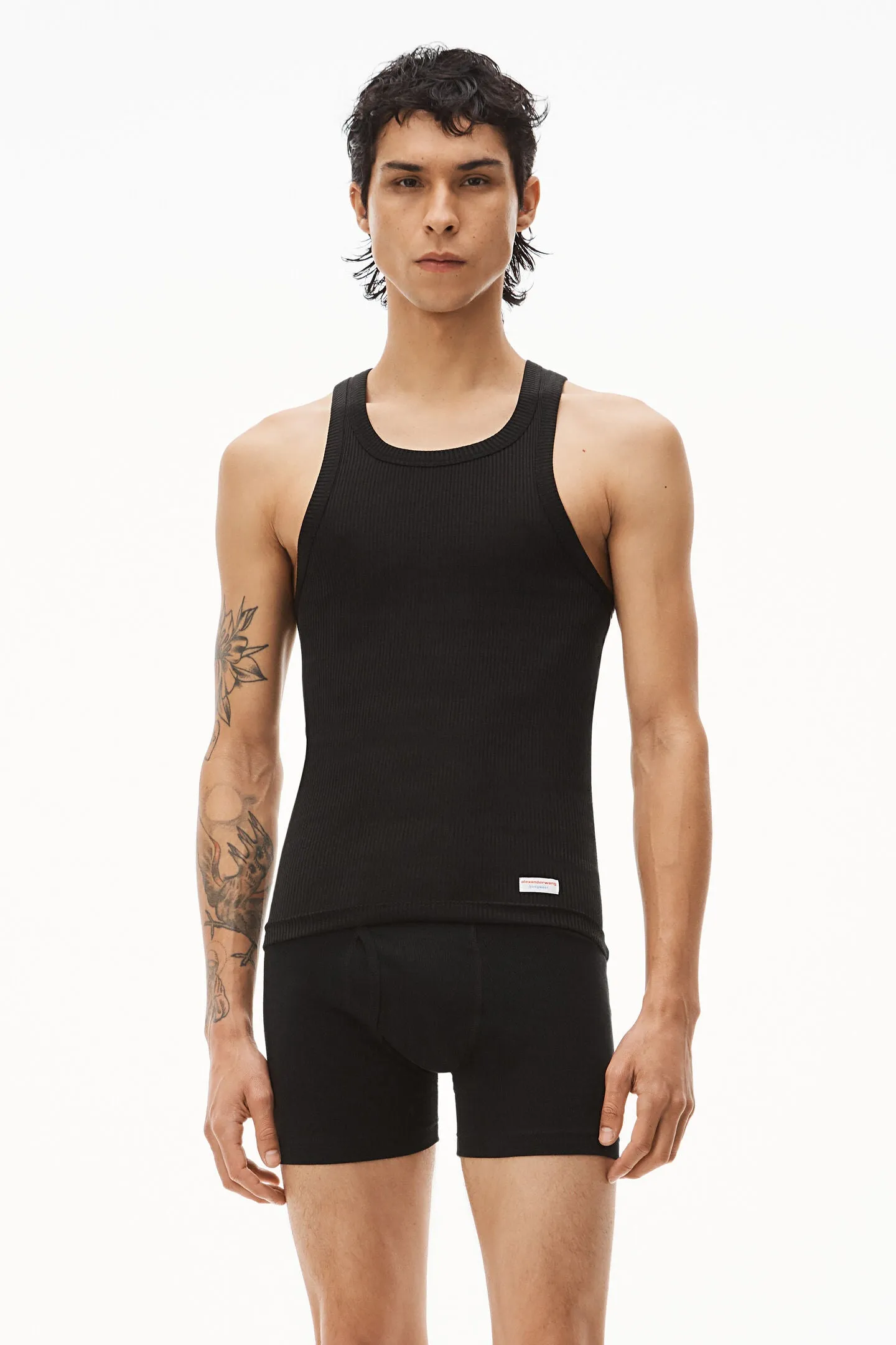 TANK | BLACK COTTON RIBBED  | AW