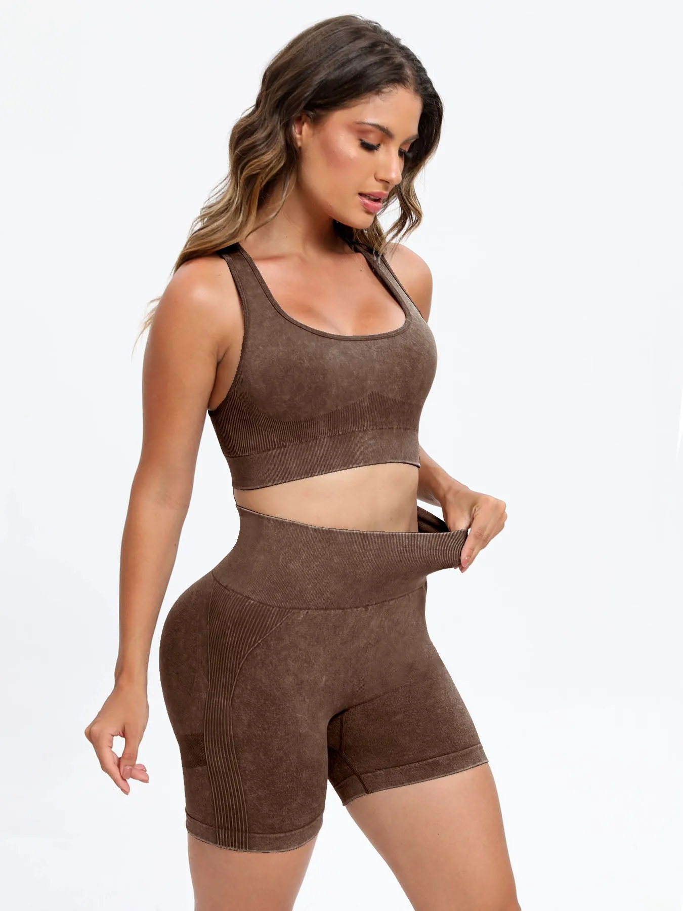 TEEK - Scoop Neck Wide Strap Top Shorts Active Set