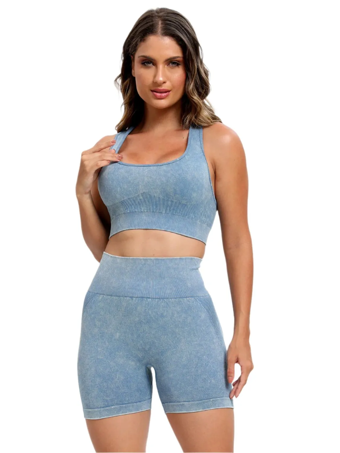 TEEK - Scoop Neck Wide Strap Top Shorts Active Set