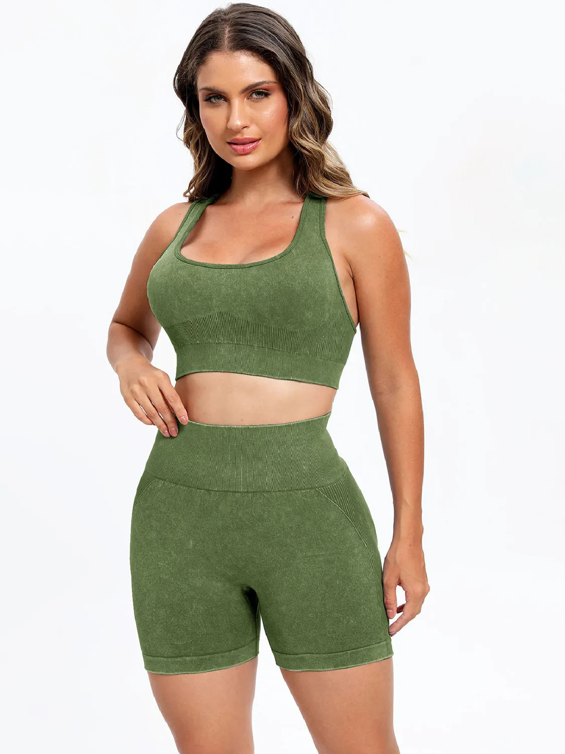 TEEK - Scoop Neck Wide Strap Top Shorts Active Set