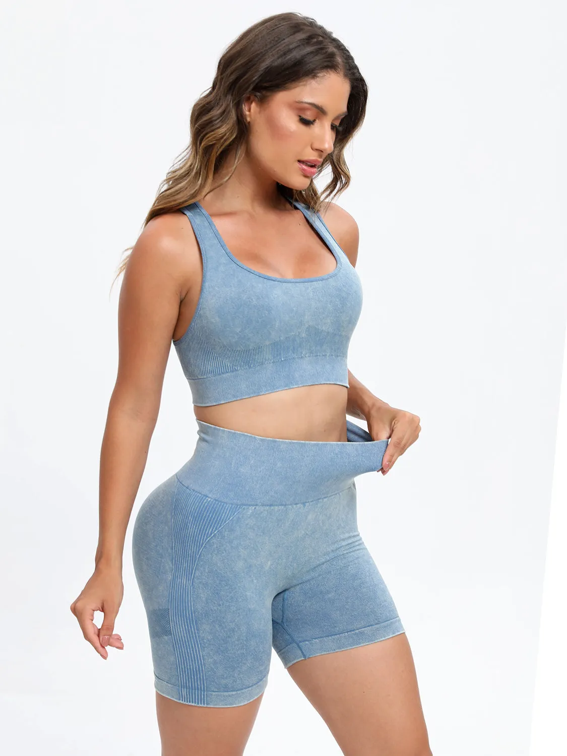 TEEK - Scoop Neck Wide Strap Top Shorts Active Set