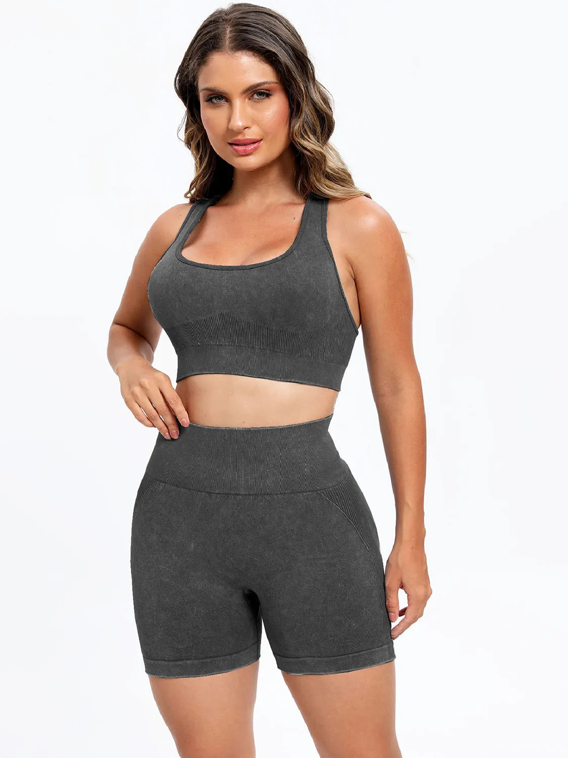 TEEK - Scoop Neck Wide Strap Top Shorts Active Set