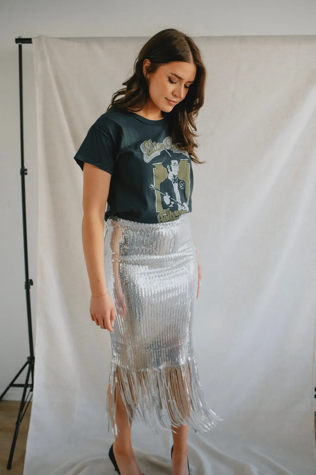 The Farrah Sequin Fringe Skirt