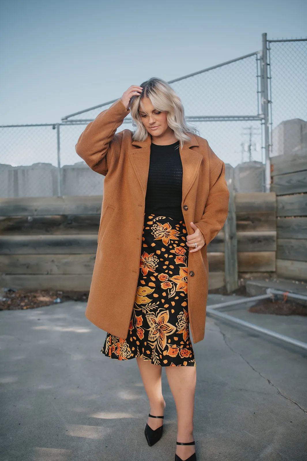 The Heavenly Satin Floral Midi Skirt