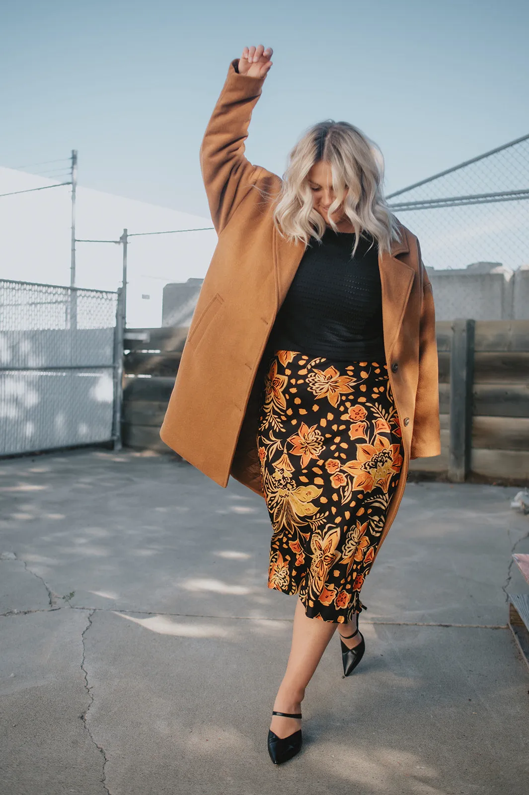 The Heavenly Satin Floral Midi Skirt