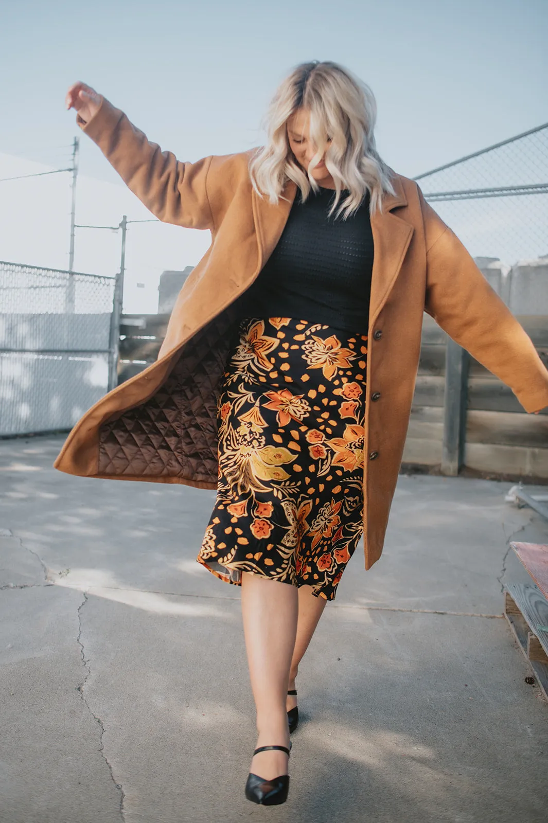 The Heavenly Satin Floral Midi Skirt