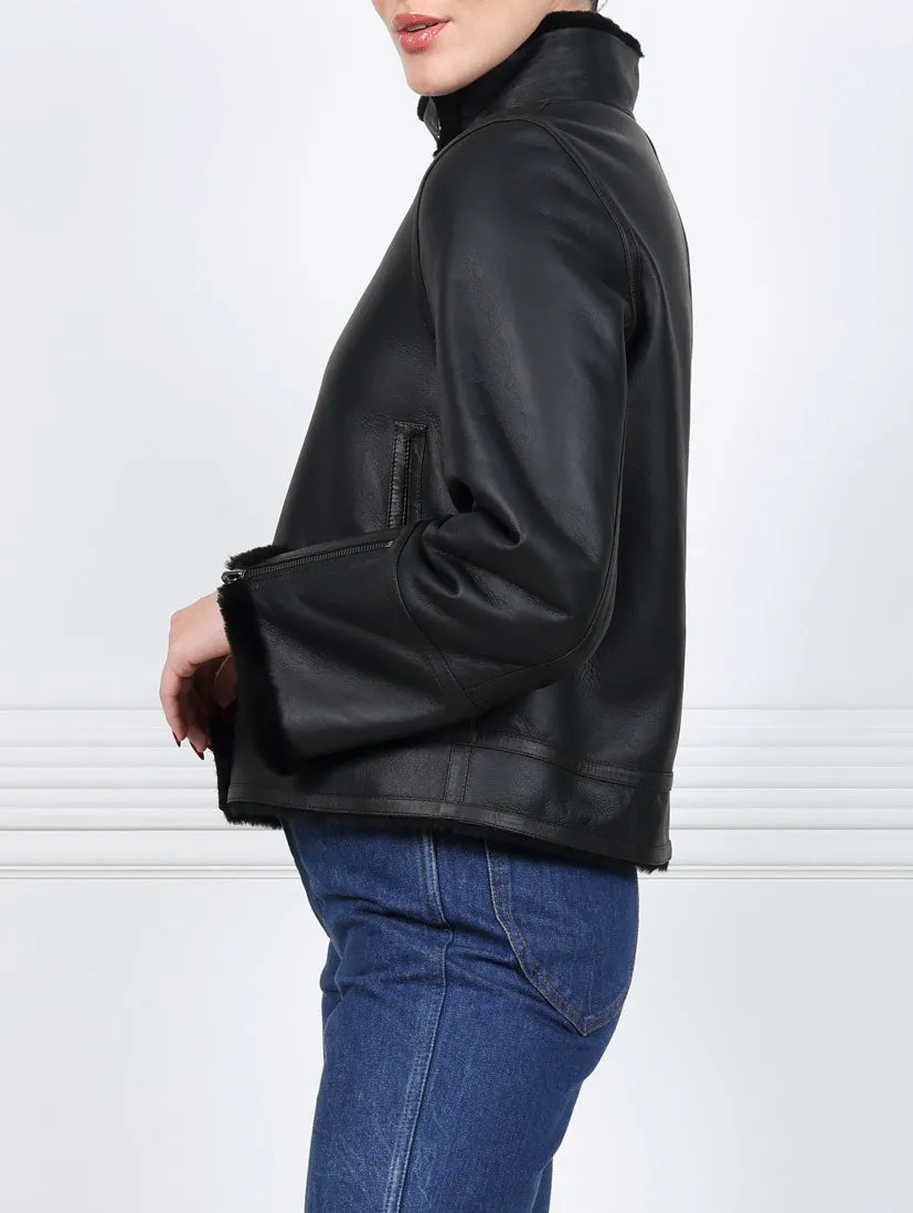 The Kate M Merino Shearling Moto Jacket