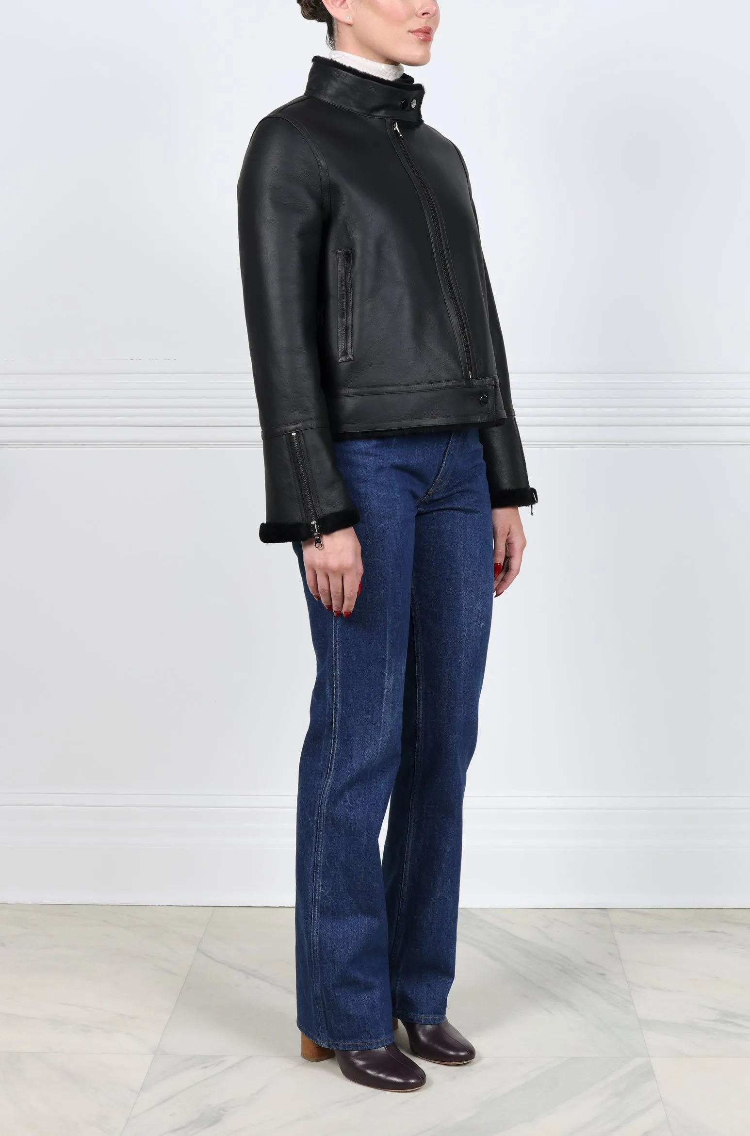 The Kate M Merino Shearling Moto Jacket