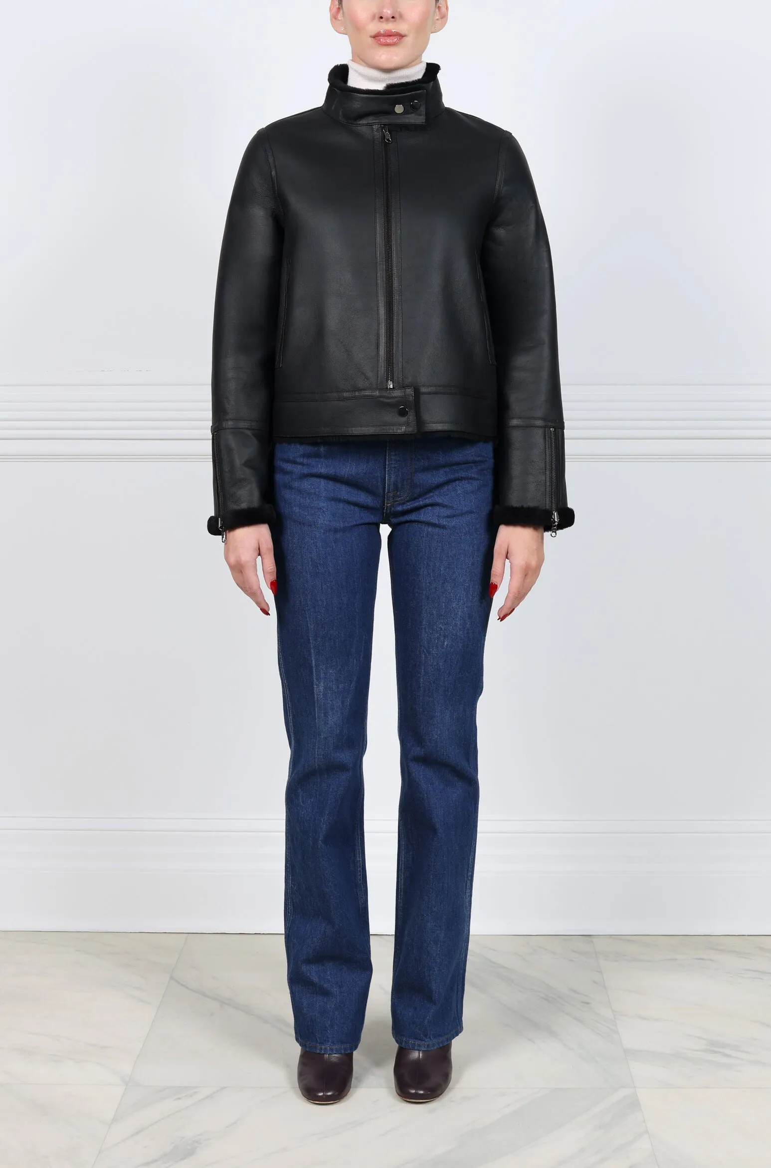 The Kate M Merino Shearling Moto Jacket