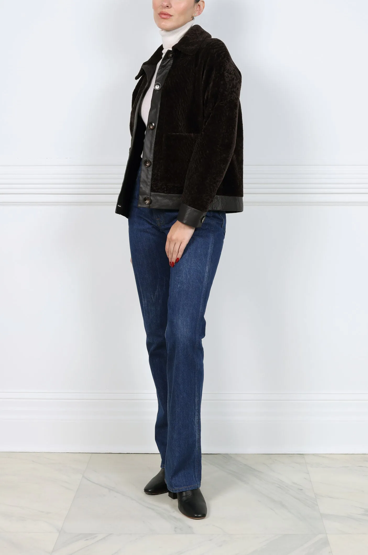 The Melina  Shearling Jacket with Leather Trim