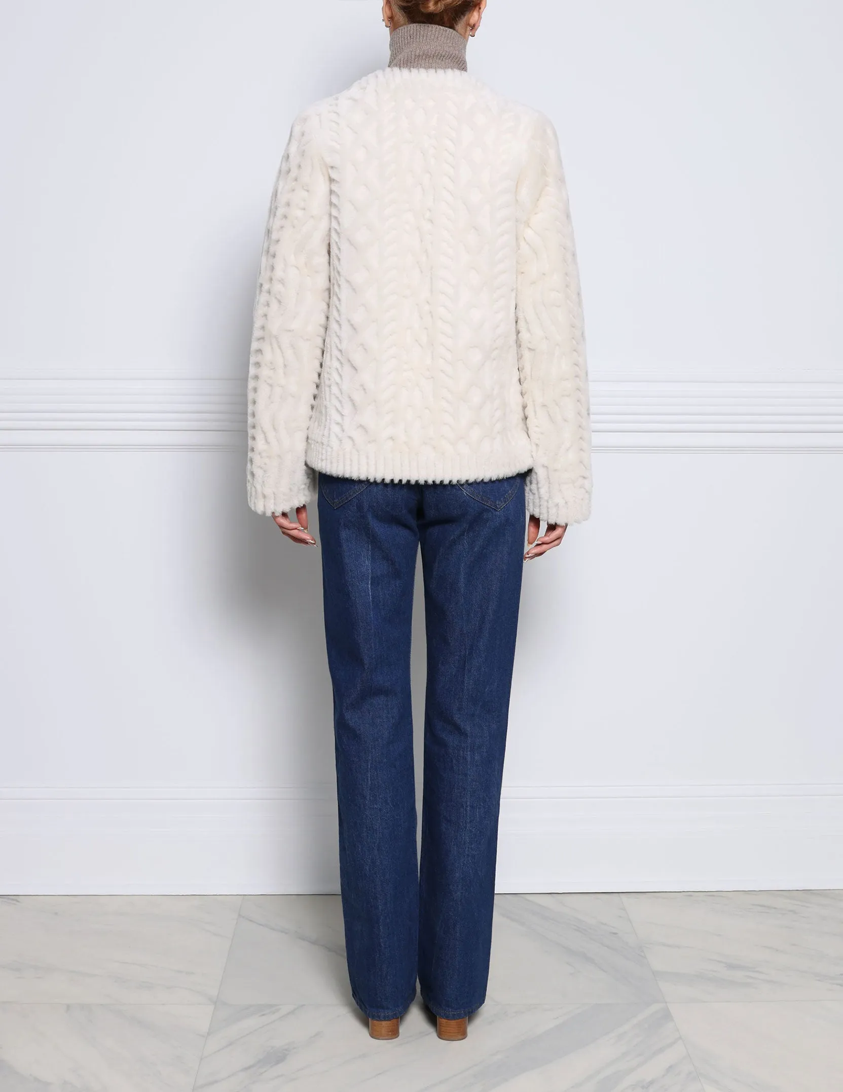 The Wrenley Cable Knit Grooved Shearling Jacket