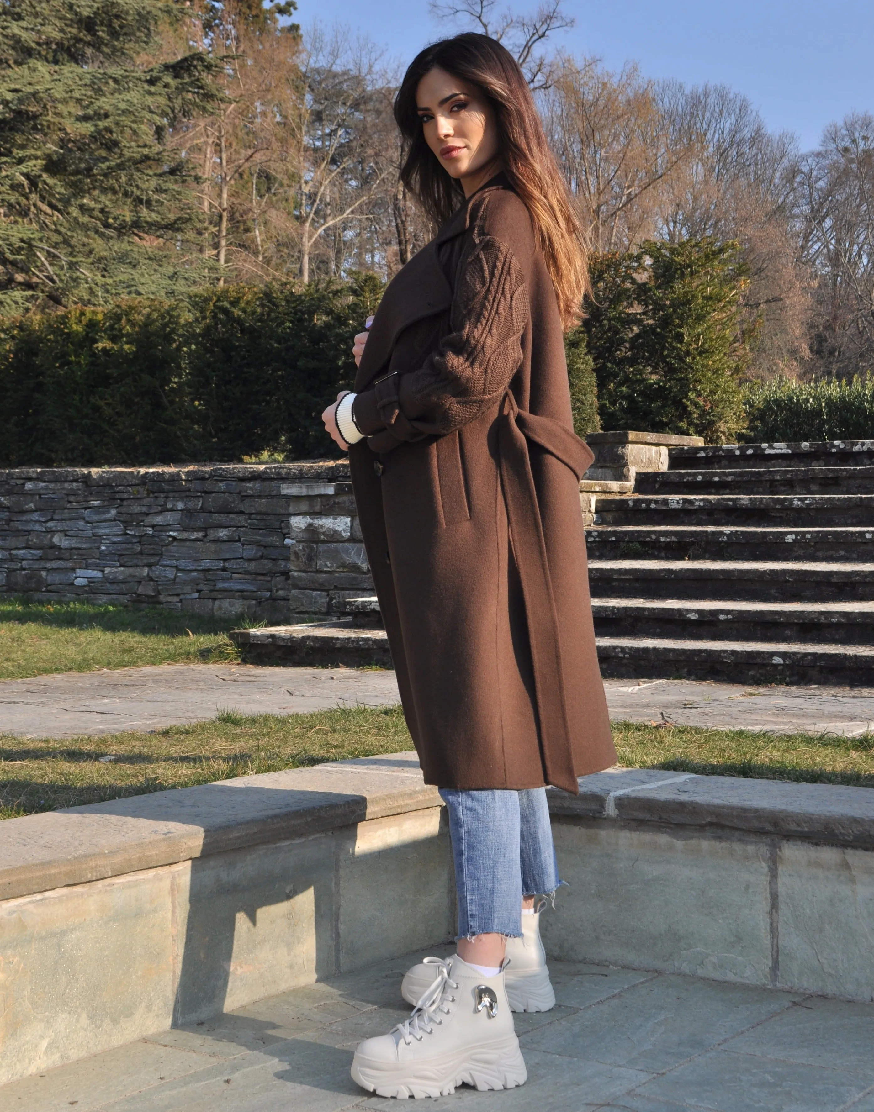 TRICOT SLEEVES MARRON COAT