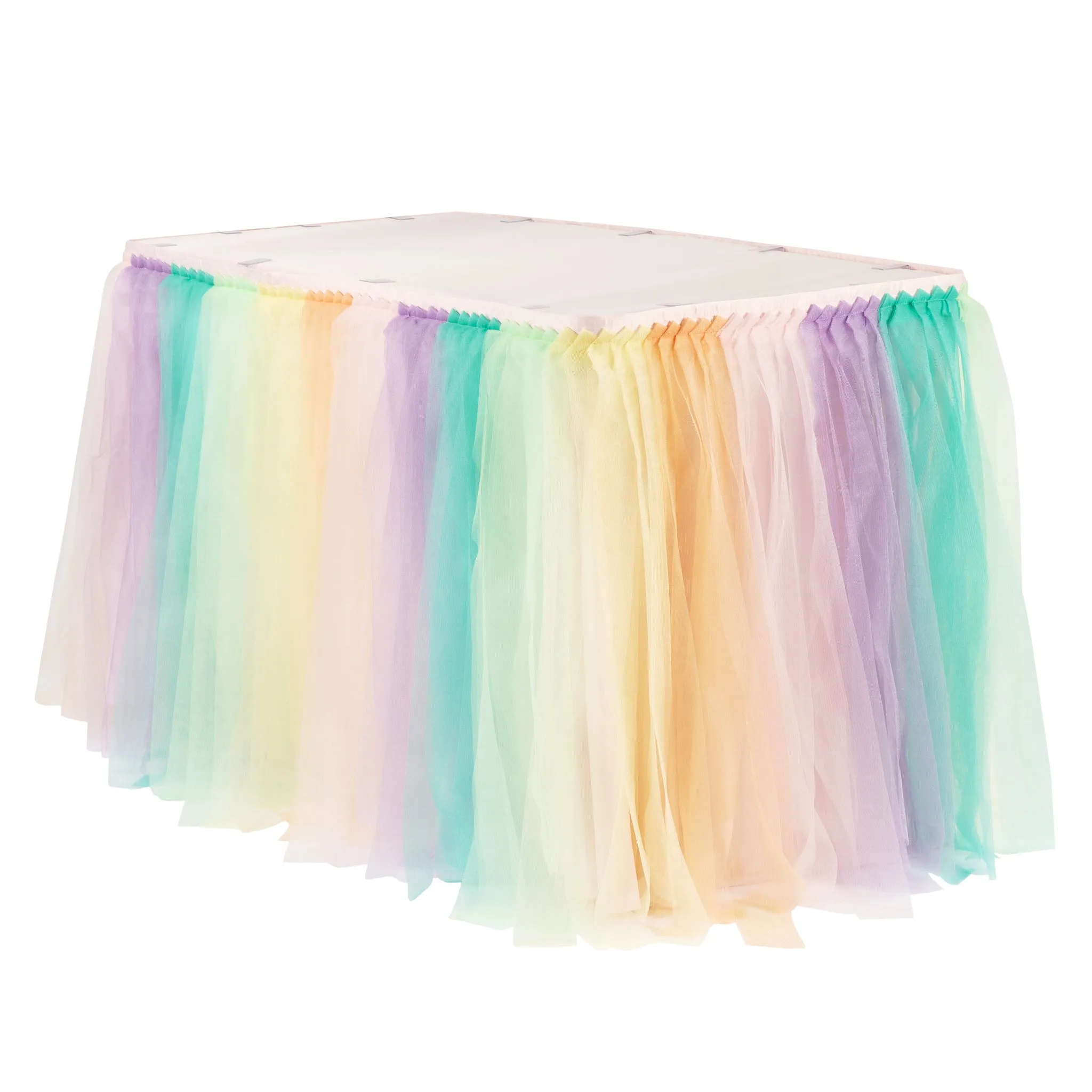 Tulle Tutu 14ft Table Skirt - Pastel Rainbow