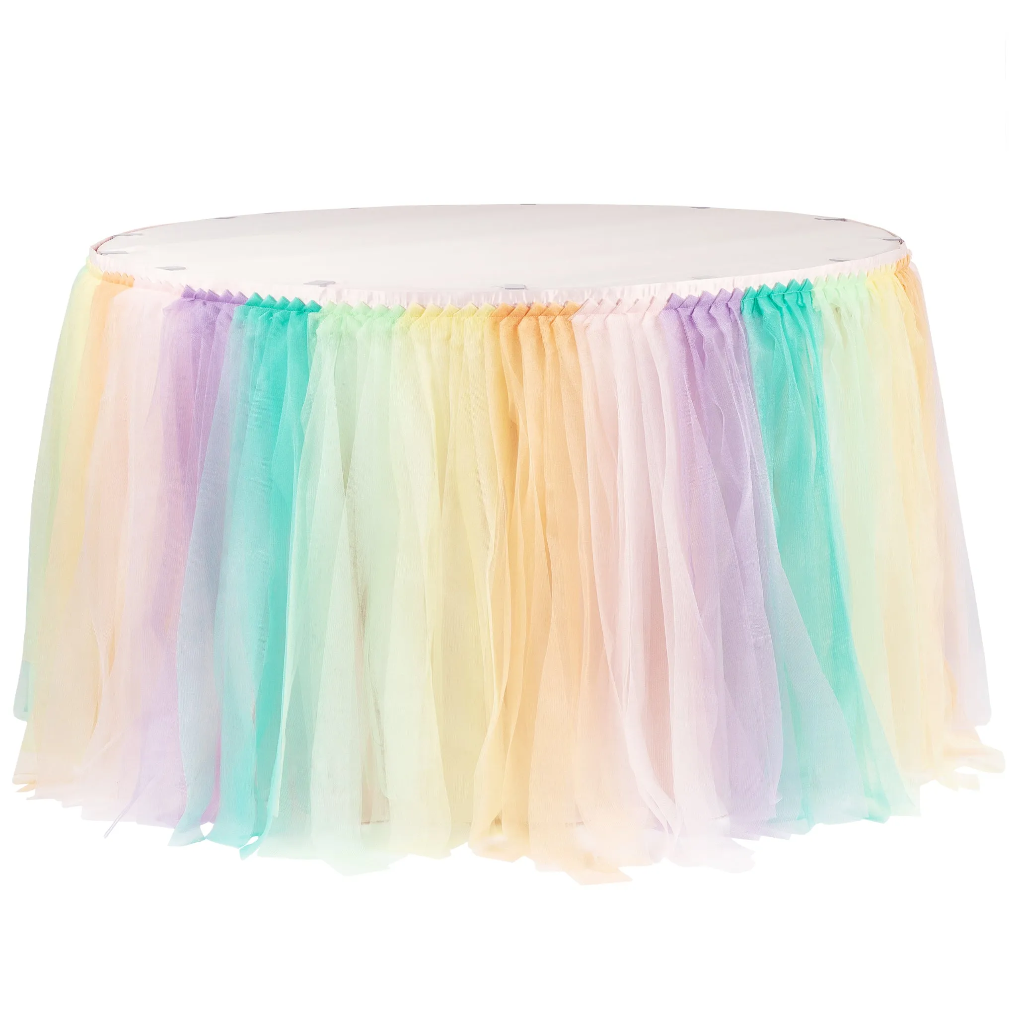 Tulle Tutu 14ft Table Skirt - Pastel Rainbow