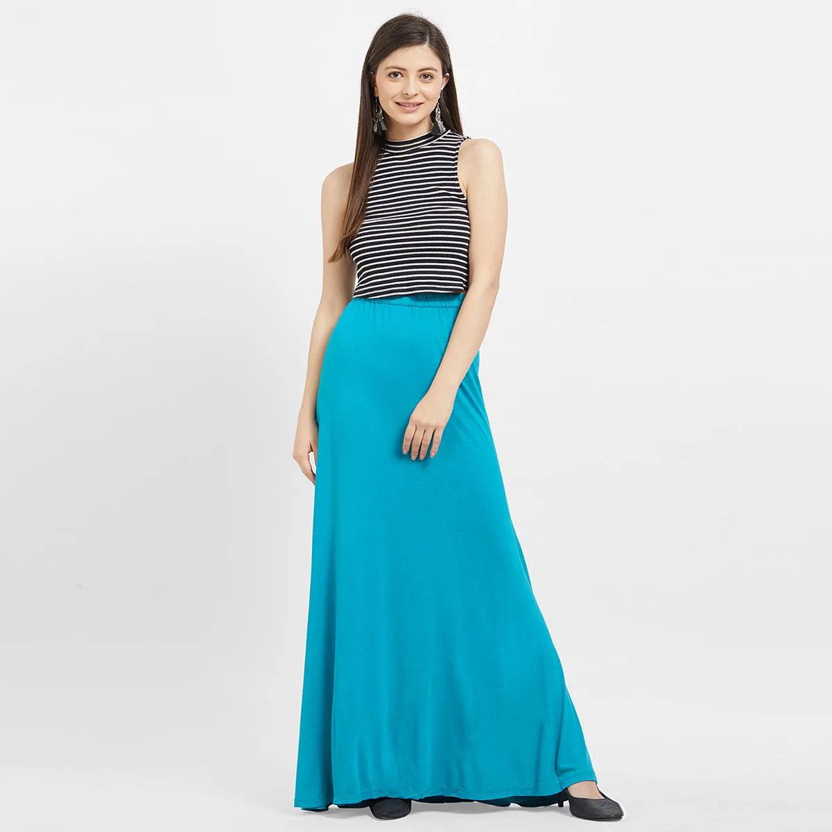 Turq Solid Long Skirt