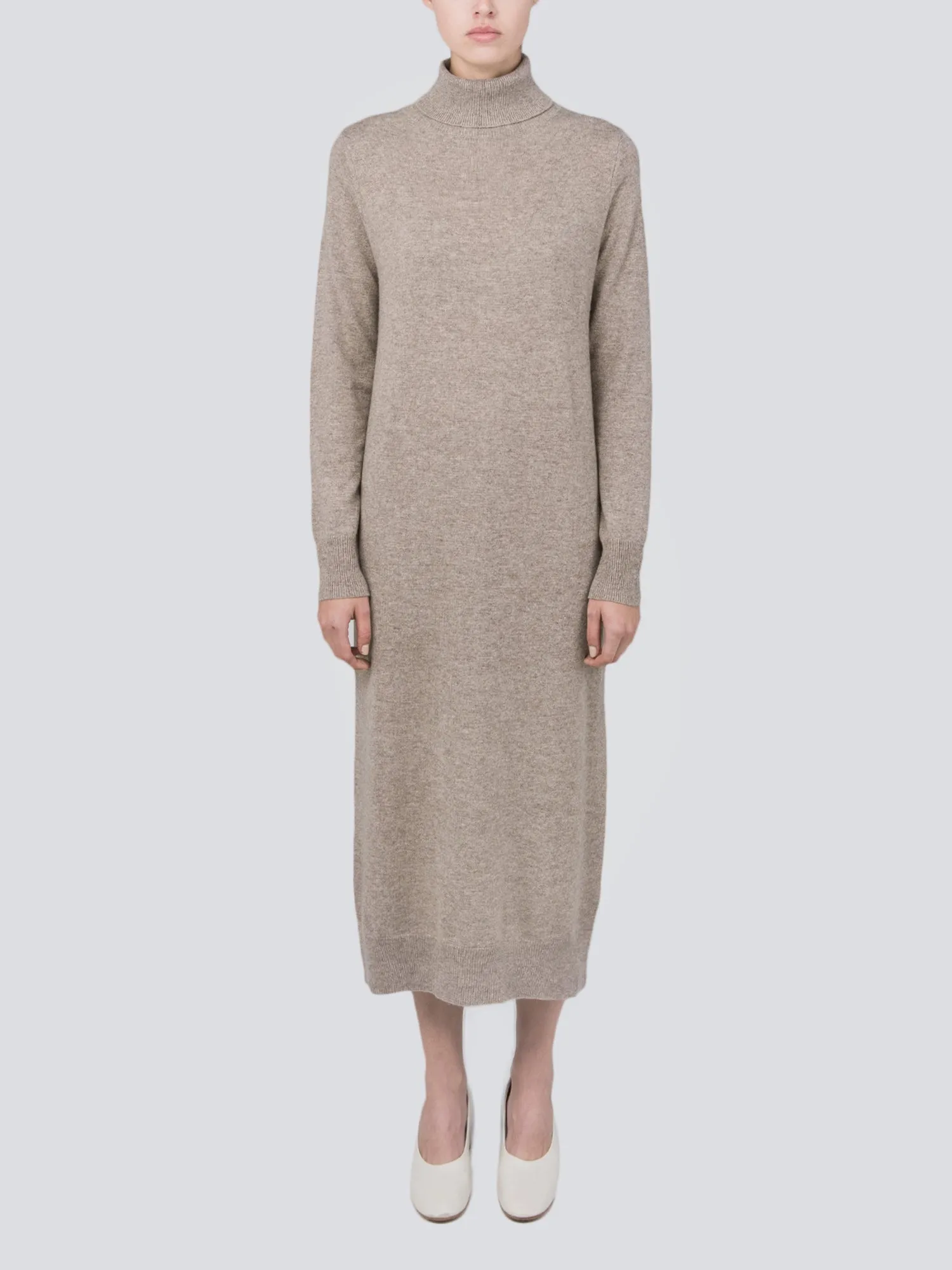 Turtleneck Maxi Dress_Beige