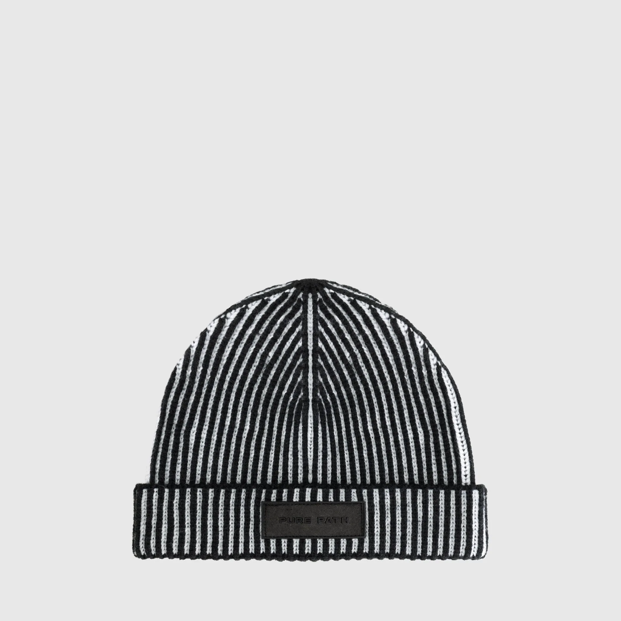 Two-tone Ribbed Beanie | Black