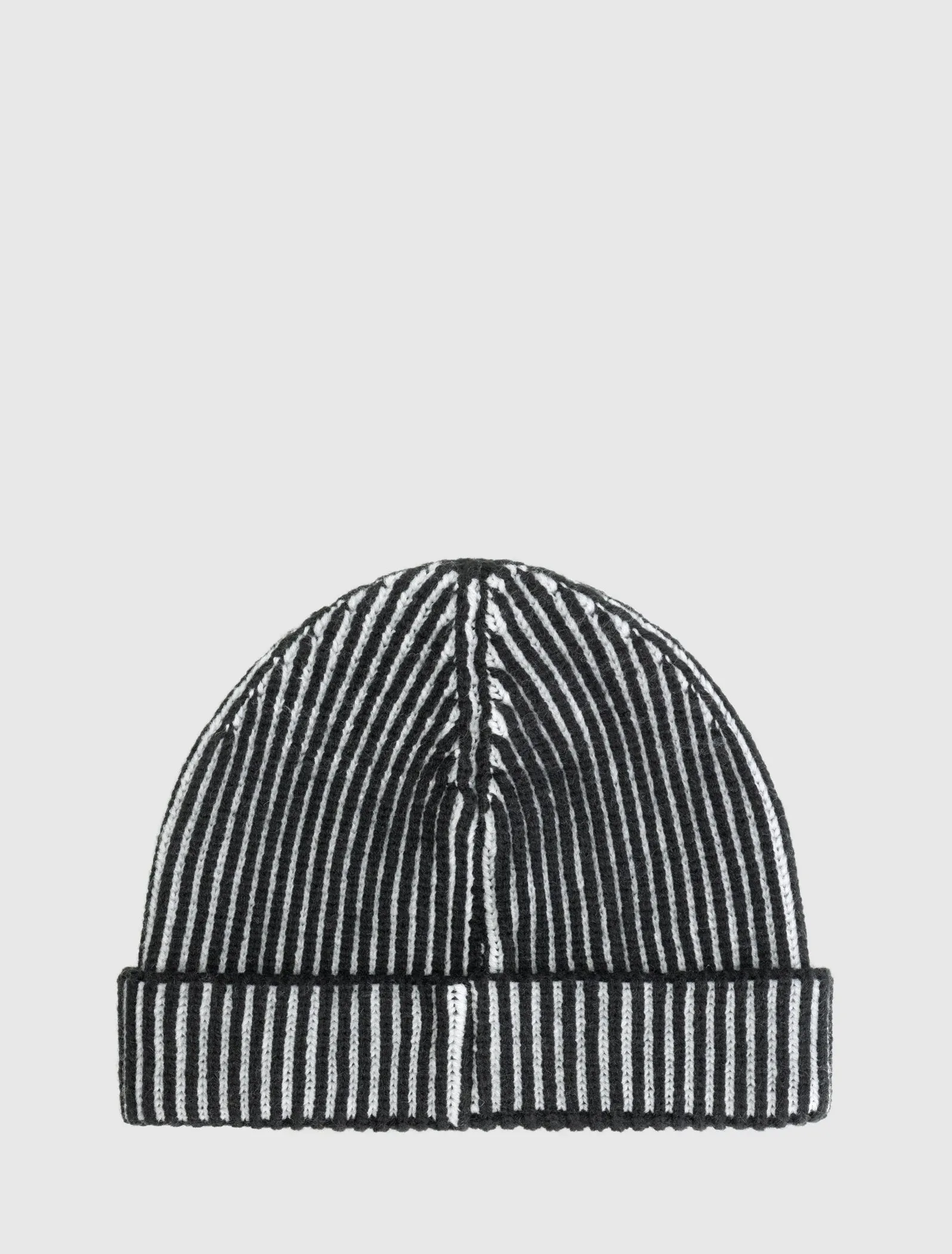 Two-tone Ribbed Beanie | Black