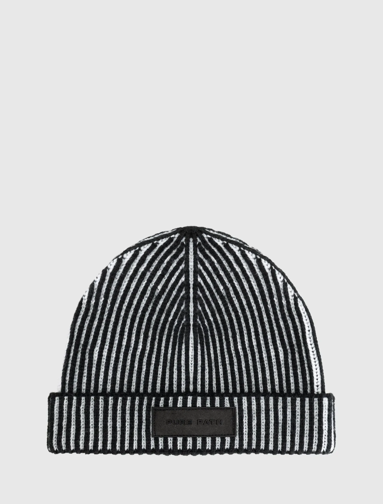 Two-tone Ribbed Beanie | Black