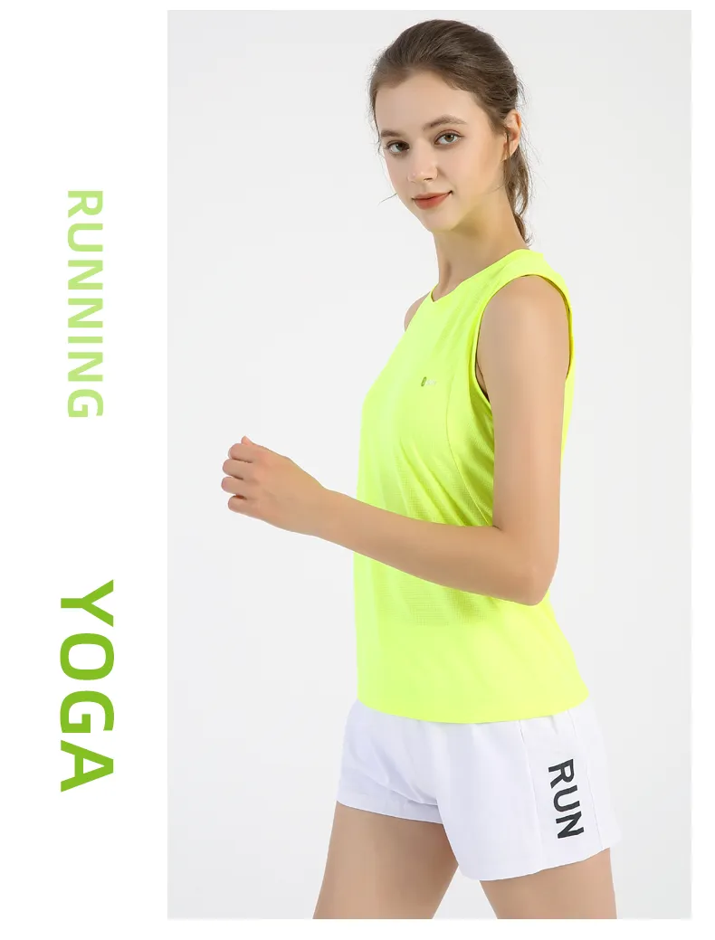 Unisex Crewneck Fluorescent Green Running Sports Vest