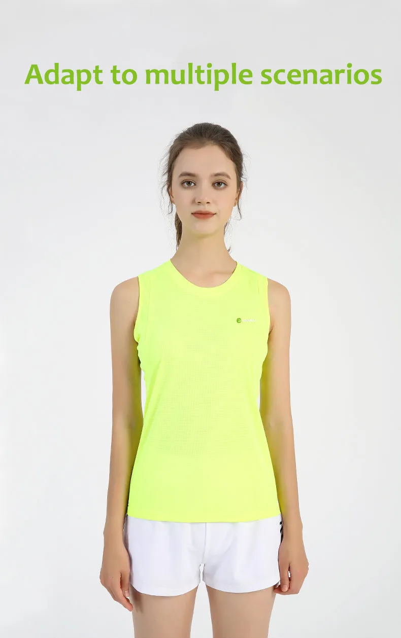 Unisex Crewneck Fluorescent Green Running Sports Vest