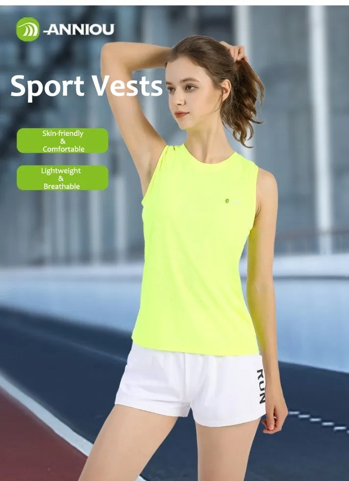 Unisex Crewneck Fluorescent Green Running Sports Vest