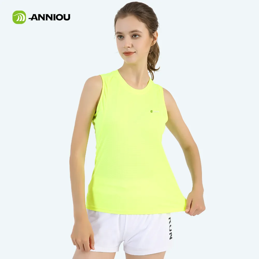 Unisex Crewneck Fluorescent Green Running Sports Vest