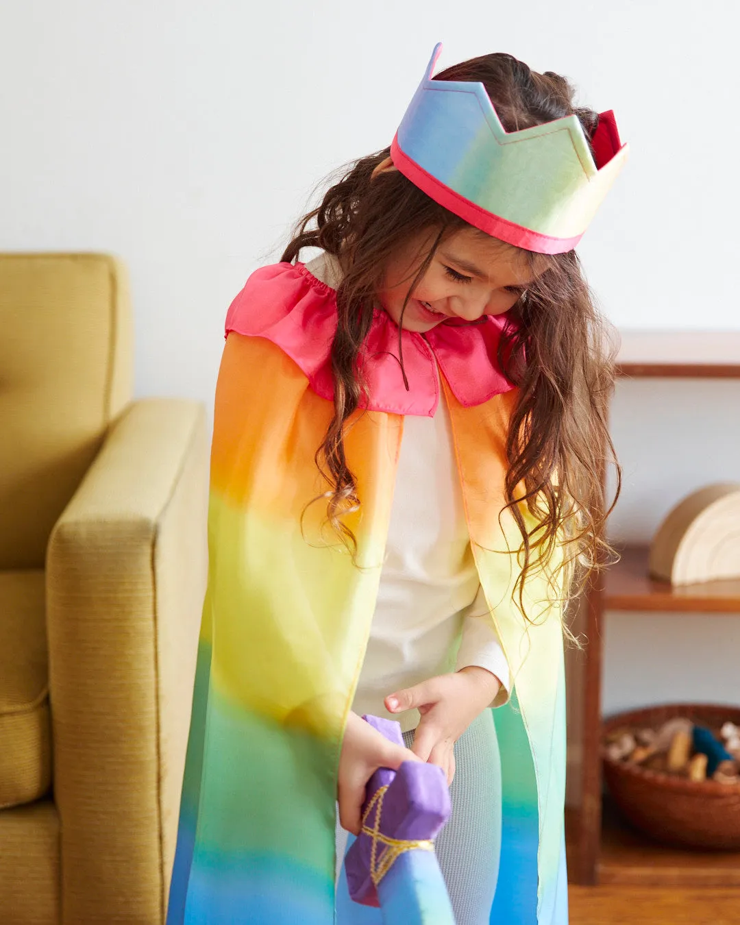 Unleash Imagination with the Luxurious Rainbow Silk Cape!