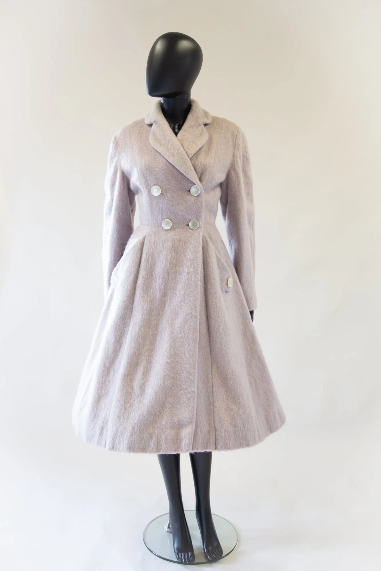 Vintage 1950s Dove Grey Mohair Princess Coat