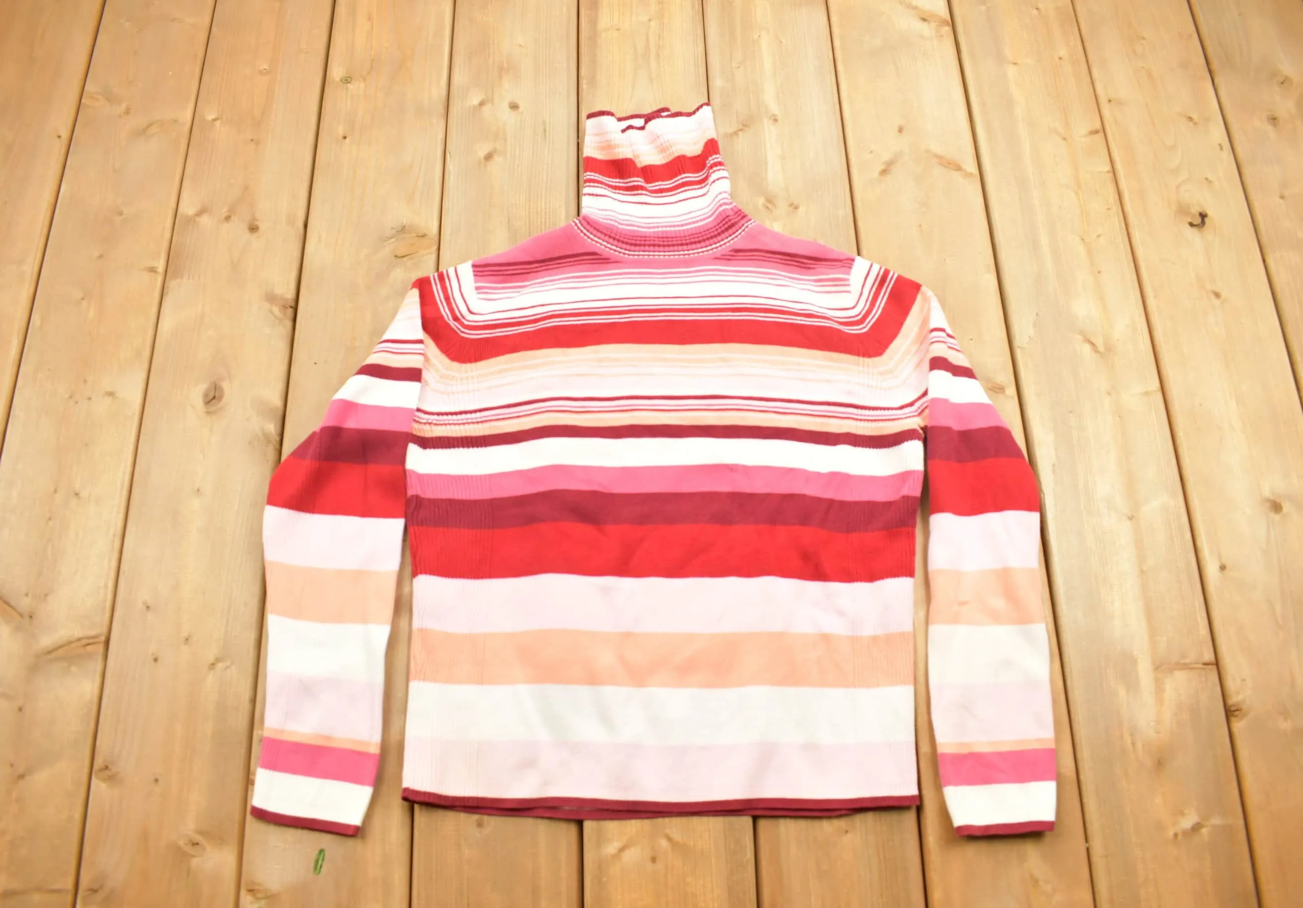 Vintage 1990s Striped Knitted Turtleneck Sweater