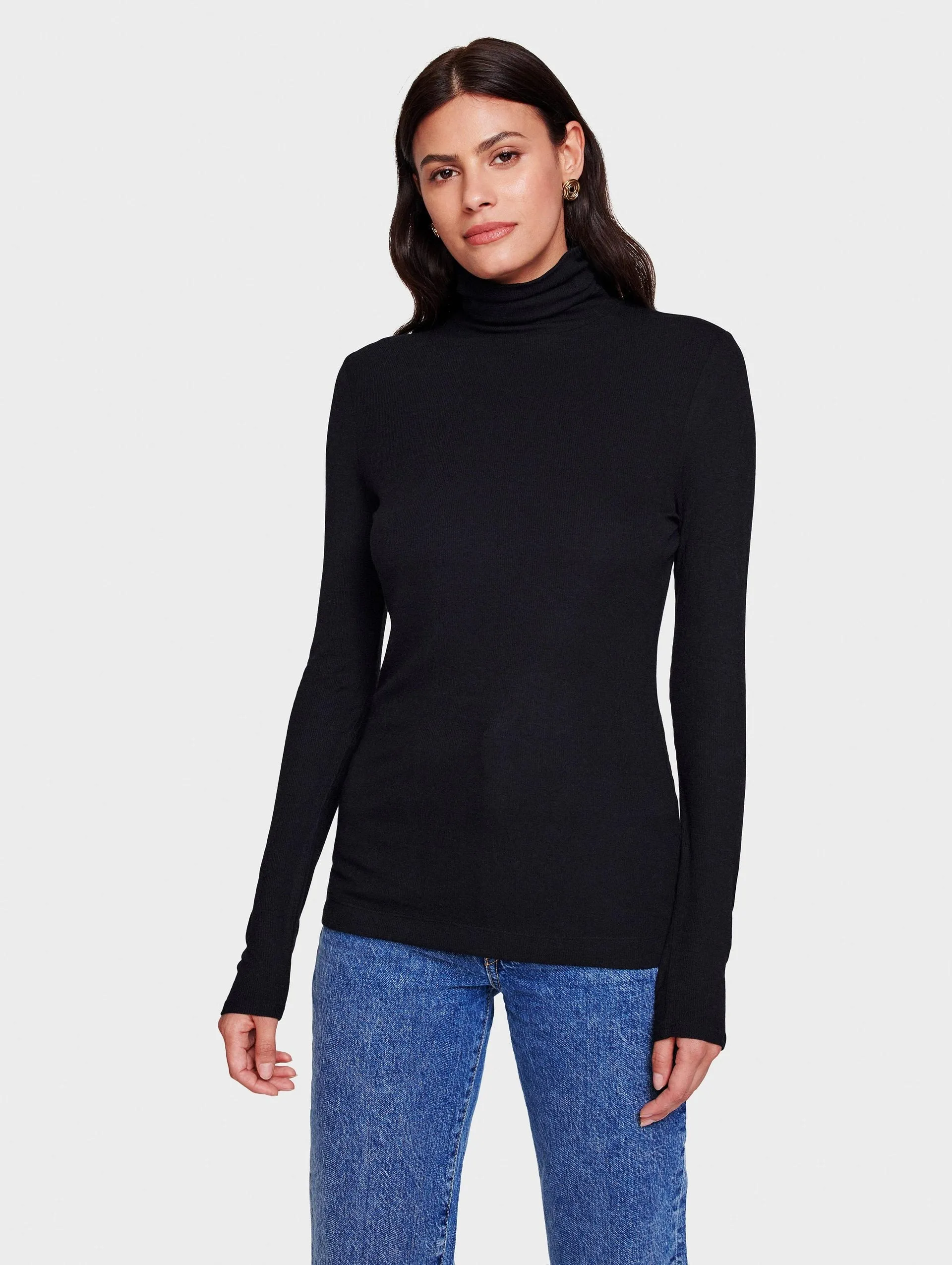 White   Warren - Scrunchneck Top in Black