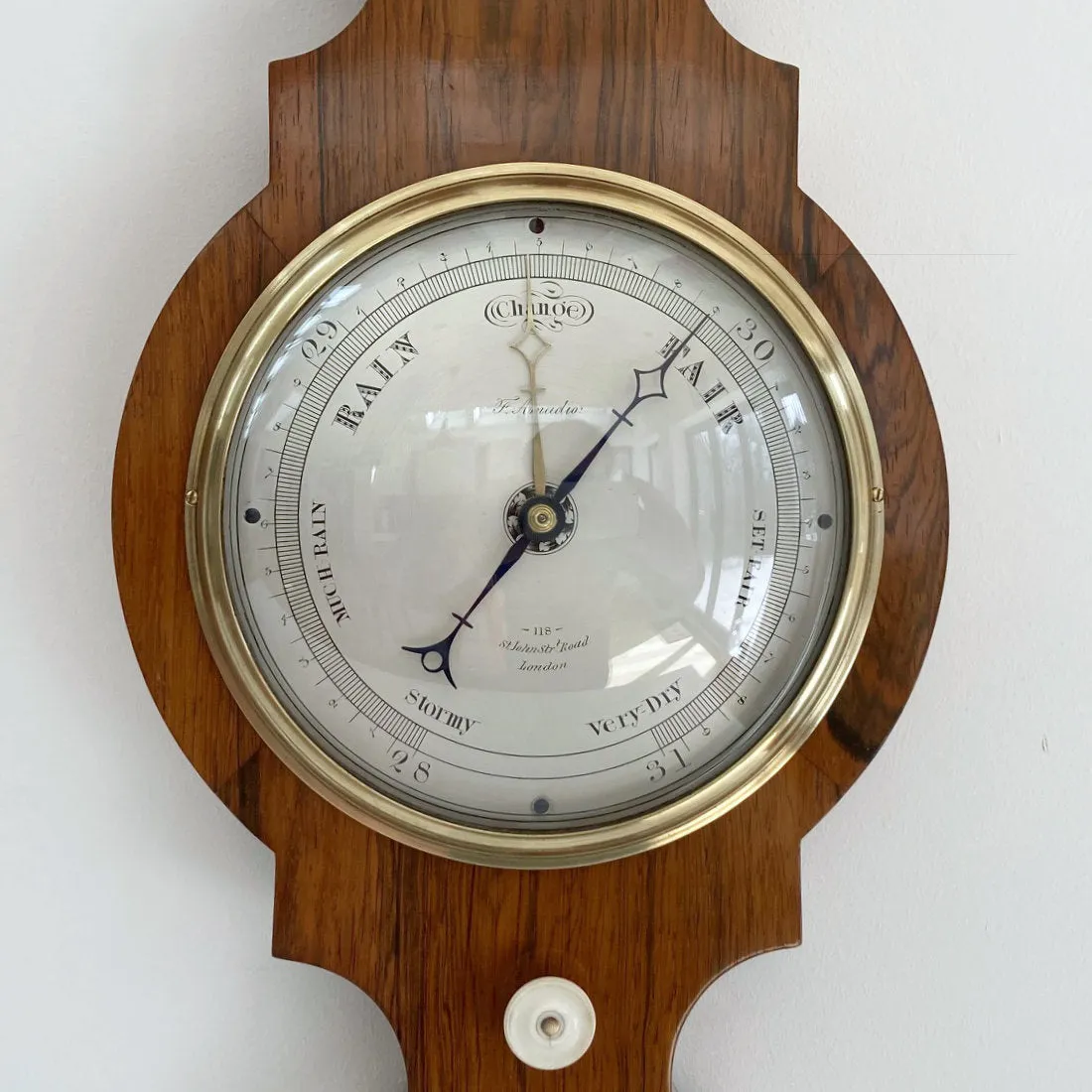 William IV Six Inch Dial Rosewood Wheel Barometer by Francis Amadio London