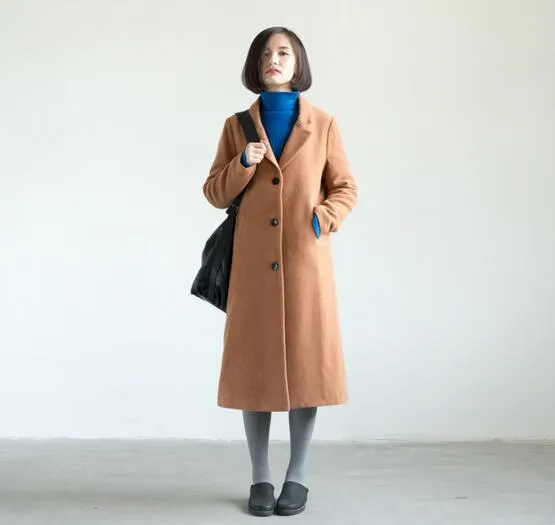 Winter Autumn Long Women Wool Coat