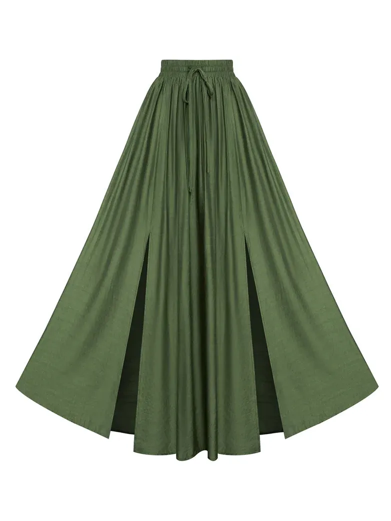 Women Renaissance Front Slit Skirt Maxi Pocket Skirts