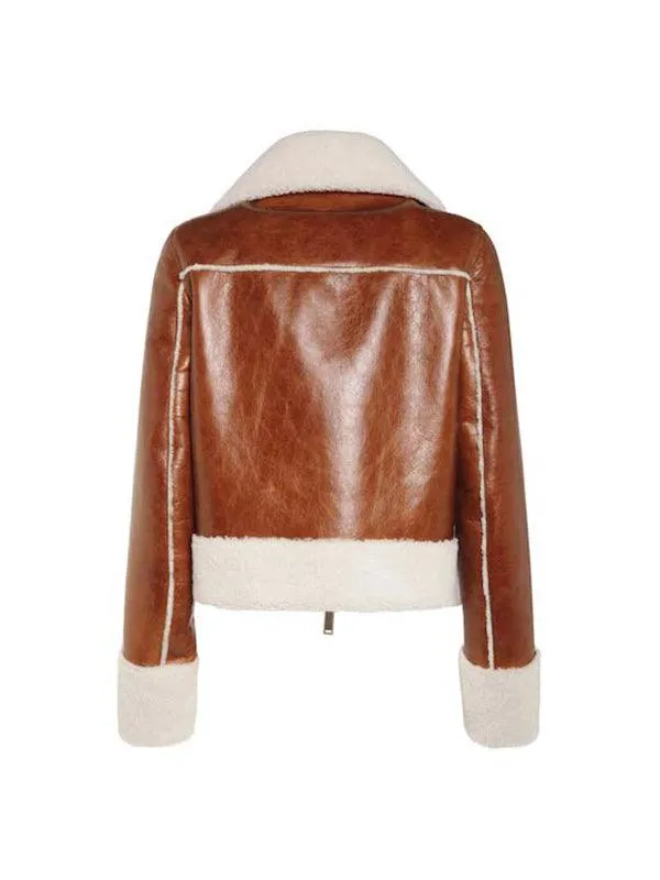 Womens B3 Shearling Brown Sheepskin Leather Jacket