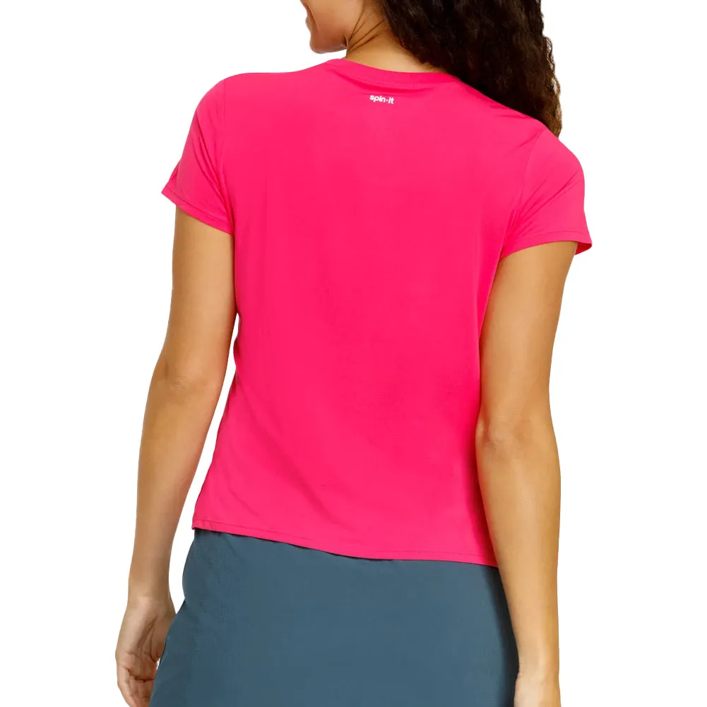 Women`s Bijou Boxy Short Sleeve Pickleball Top Vivid Pink