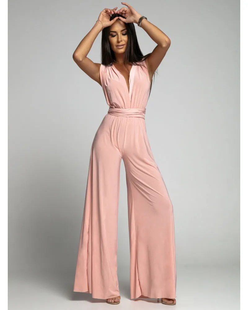 Women's Deep V-neck Sleeveless and Backless One-piece Jumpsuit