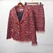 Women's Designer Inspired CUSTOM MADE Hand Made Pearl Buttons Tweed Jacket Coat Blazer   Skirt Red